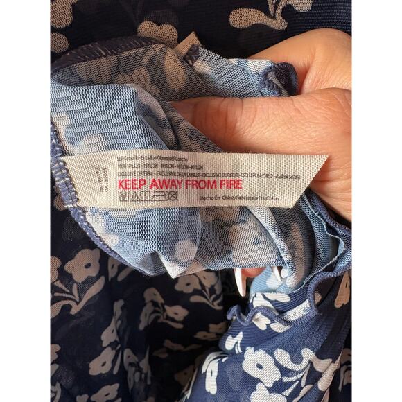 Free people floral navy mesh mid dress size medium - Picture 8 of 10